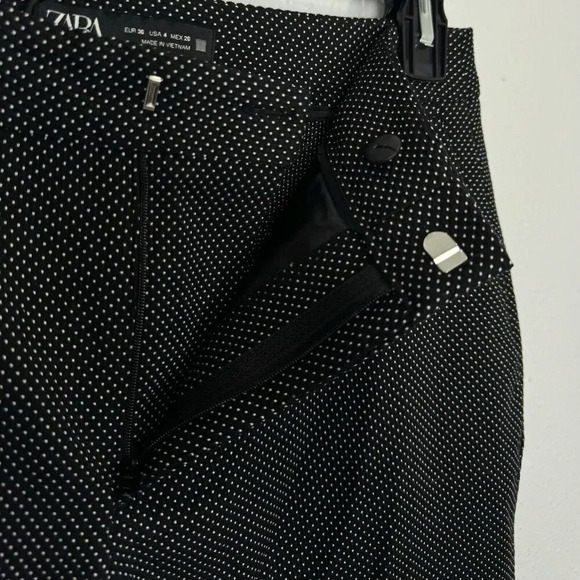 NWT ZARA Micro Polka Dot Dress Pants Trousers Size 4 Black White 30x27.5 Ankle - Picture 5 of 9